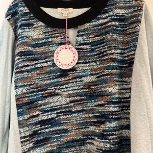 Umgee Blue and Brown Patterned Top